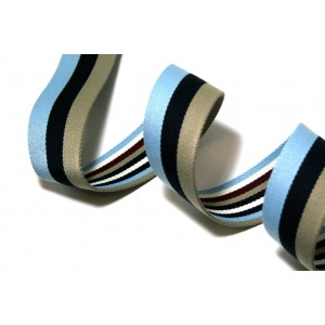 1m Gurtband Taschenband 40mm Streifenmix blau/beige